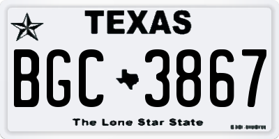 TX license plate BGC3867
