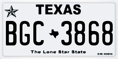 TX license plate BGC3868