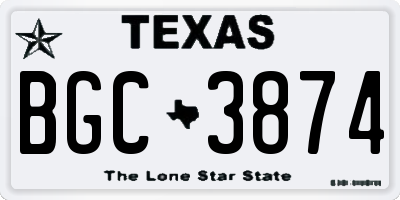 TX license plate BGC3874