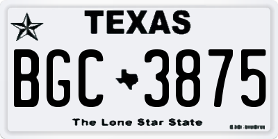 TX license plate BGC3875