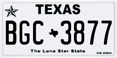 TX license plate BGC3877