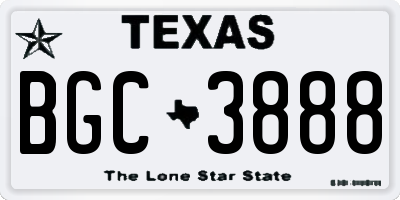 TX license plate BGC3888