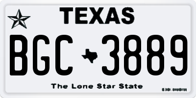 TX license plate BGC3889