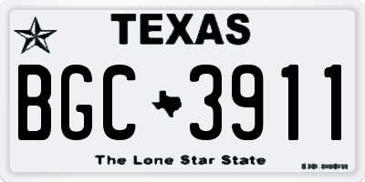 TX license plate BGC3911