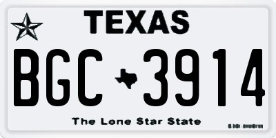 TX license plate BGC3914