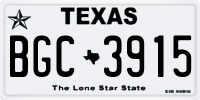 TX license plate BGC3915