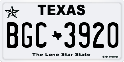 TX license plate BGC3920