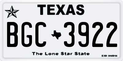 TX license plate BGC3922