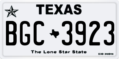 TX license plate BGC3923