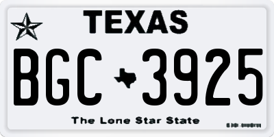 TX license plate BGC3925