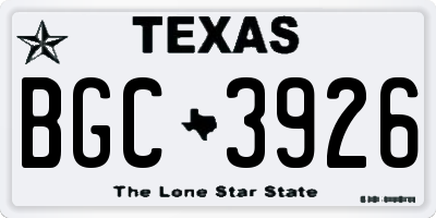 TX license plate BGC3926