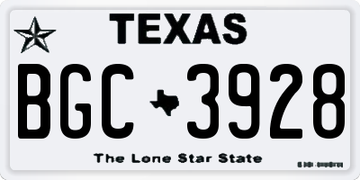 TX license plate BGC3928