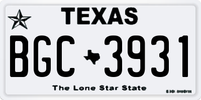 TX license plate BGC3931