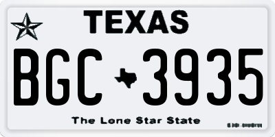 TX license plate BGC3935