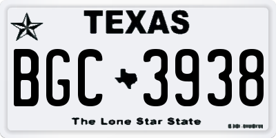 TX license plate BGC3938