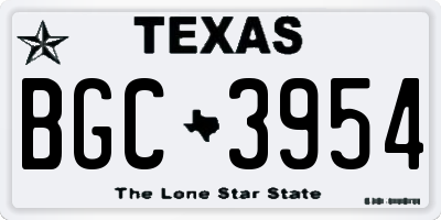 TX license plate BGC3954