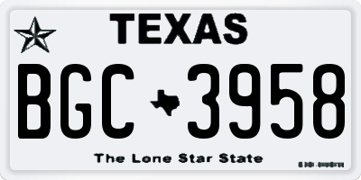 TX license plate BGC3958