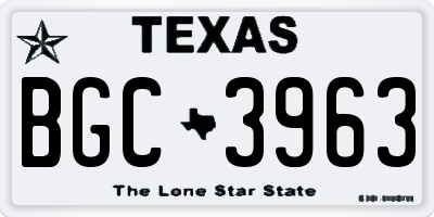 TX license plate BGC3963