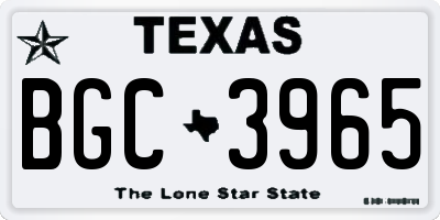 TX license plate BGC3965