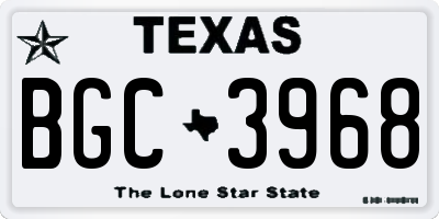 TX license plate BGC3968