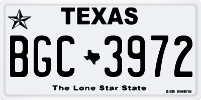 TX license plate BGC3972