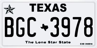 TX license plate BGC3978