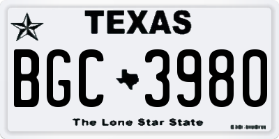 TX license plate BGC3980