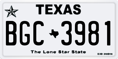 TX license plate BGC3981