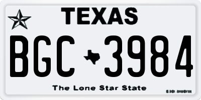 TX license plate BGC3984