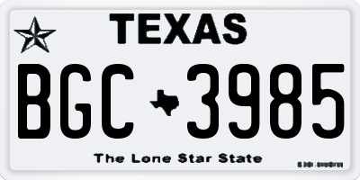 TX license plate BGC3985