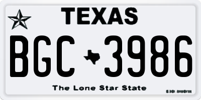 TX license plate BGC3986