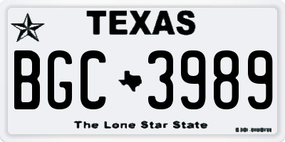 TX license plate BGC3989