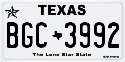 TX license plate BGC3992