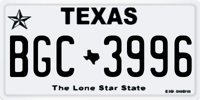 TX license plate BGC3996