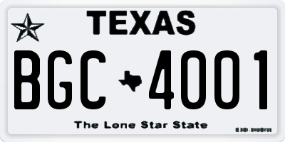 TX license plate BGC4001