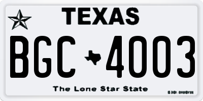 TX license plate BGC4003