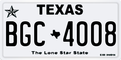 TX license plate BGC4008