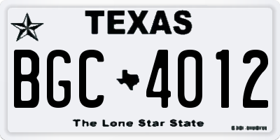TX license plate BGC4012
