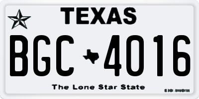 TX license plate BGC4016