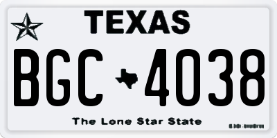 TX license plate BGC4038