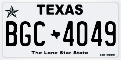 TX license plate BGC4049