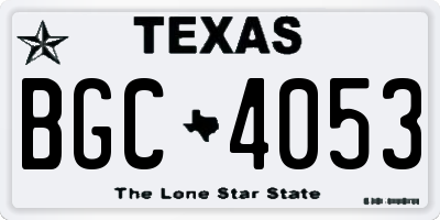 TX license plate BGC4053