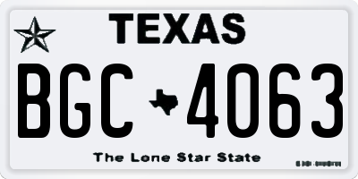 TX license plate BGC4063