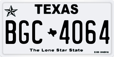 TX license plate BGC4064