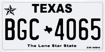 TX license plate BGC4065