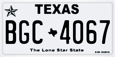 TX license plate BGC4067