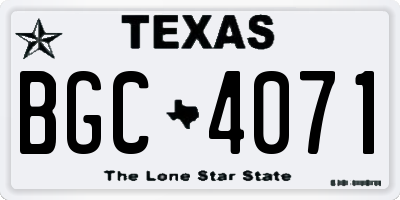 TX license plate BGC4071