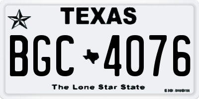 TX license plate BGC4076