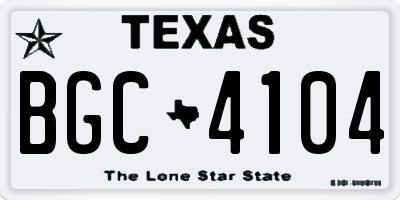 TX license plate BGC4104
