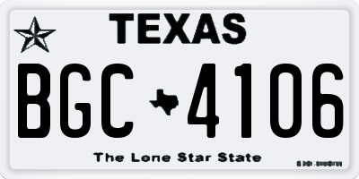 TX license plate BGC4106